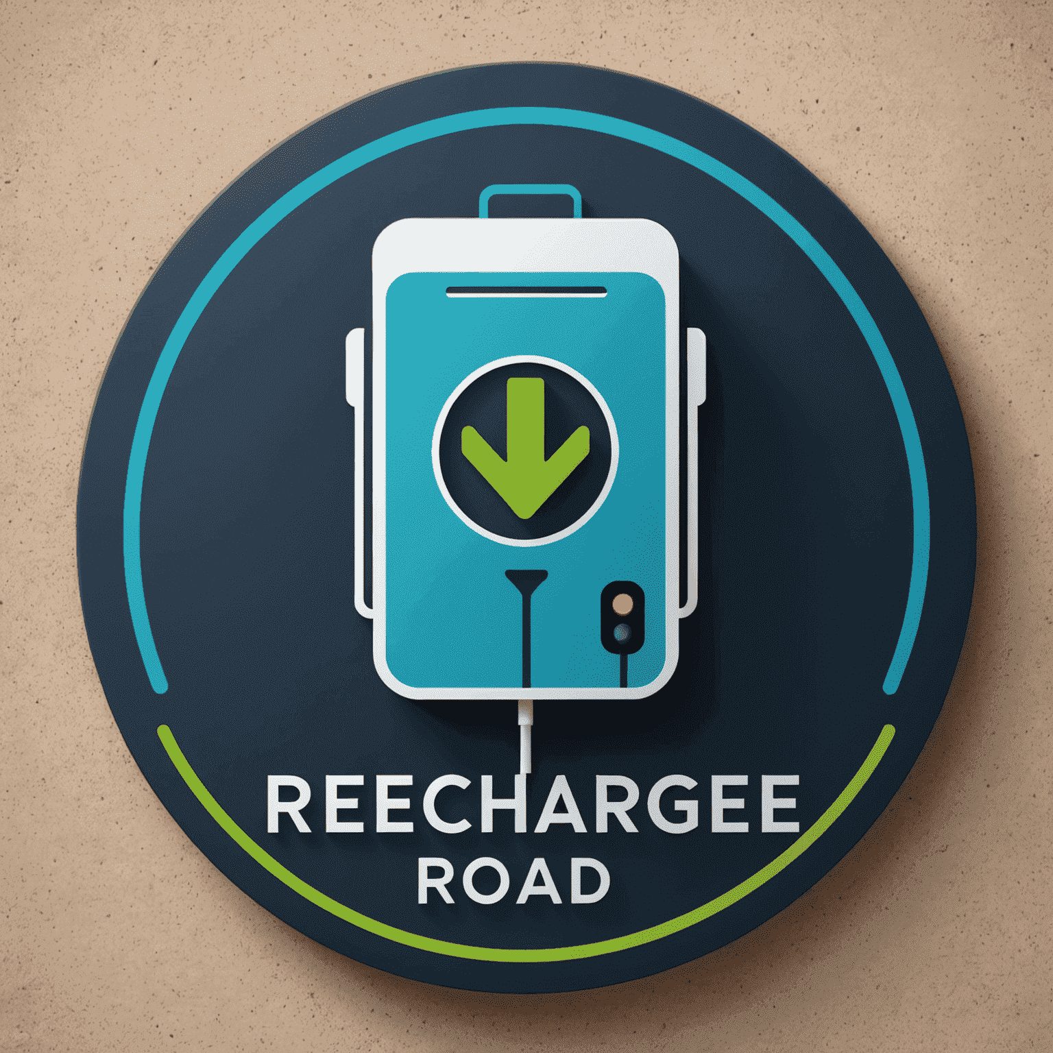 Recharge Road logo - A stylized electric vehicle charging station icon in green and blue